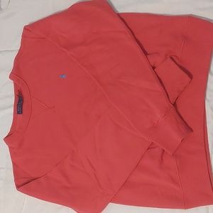 Fleece Crewneck Pullover Women's Sweater in Ruby Coral